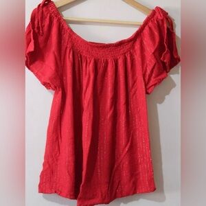 Maurices Red Top With Shimmer Size Medium